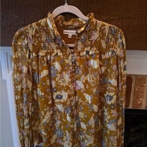 Karina Grimaldi Mustard Floral Smocked Top
